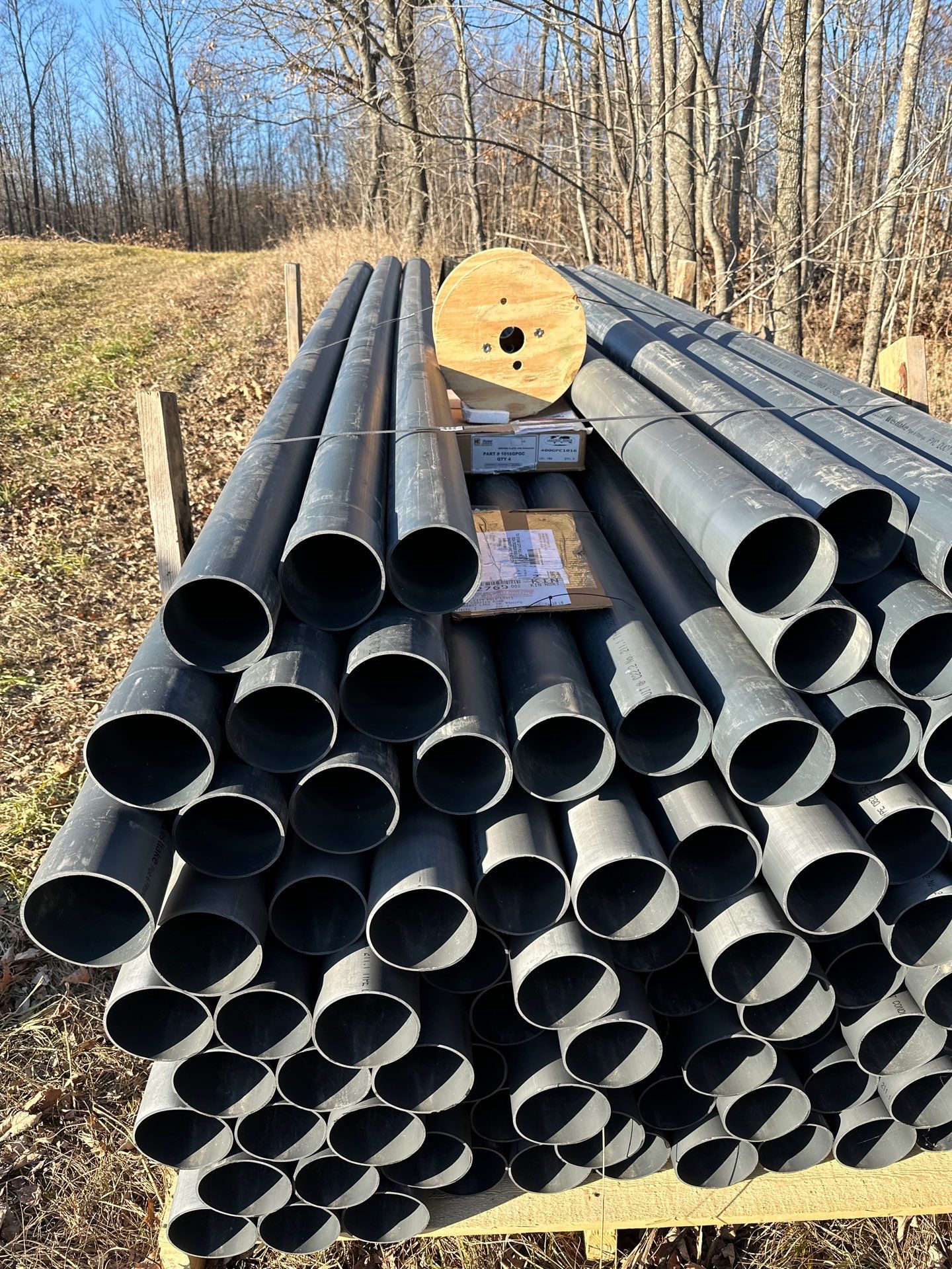 Utility conduit staged for underground service installation